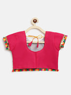 Banjara India Kutchi Emboidered Black Girls Chaniya Choli with Dupatta (CC-DMND) - Pink