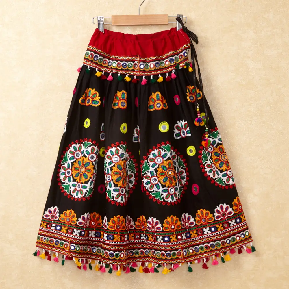 Banjara India Kutchi Emboidered Black Girls Chaniya Choli with Dupatta (CC-RING) - Black