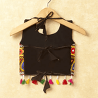 Banjara India Kutchi Emboidered Yellow Girls Chaniya Choli with Dupatta (CC DROP) - BLACK