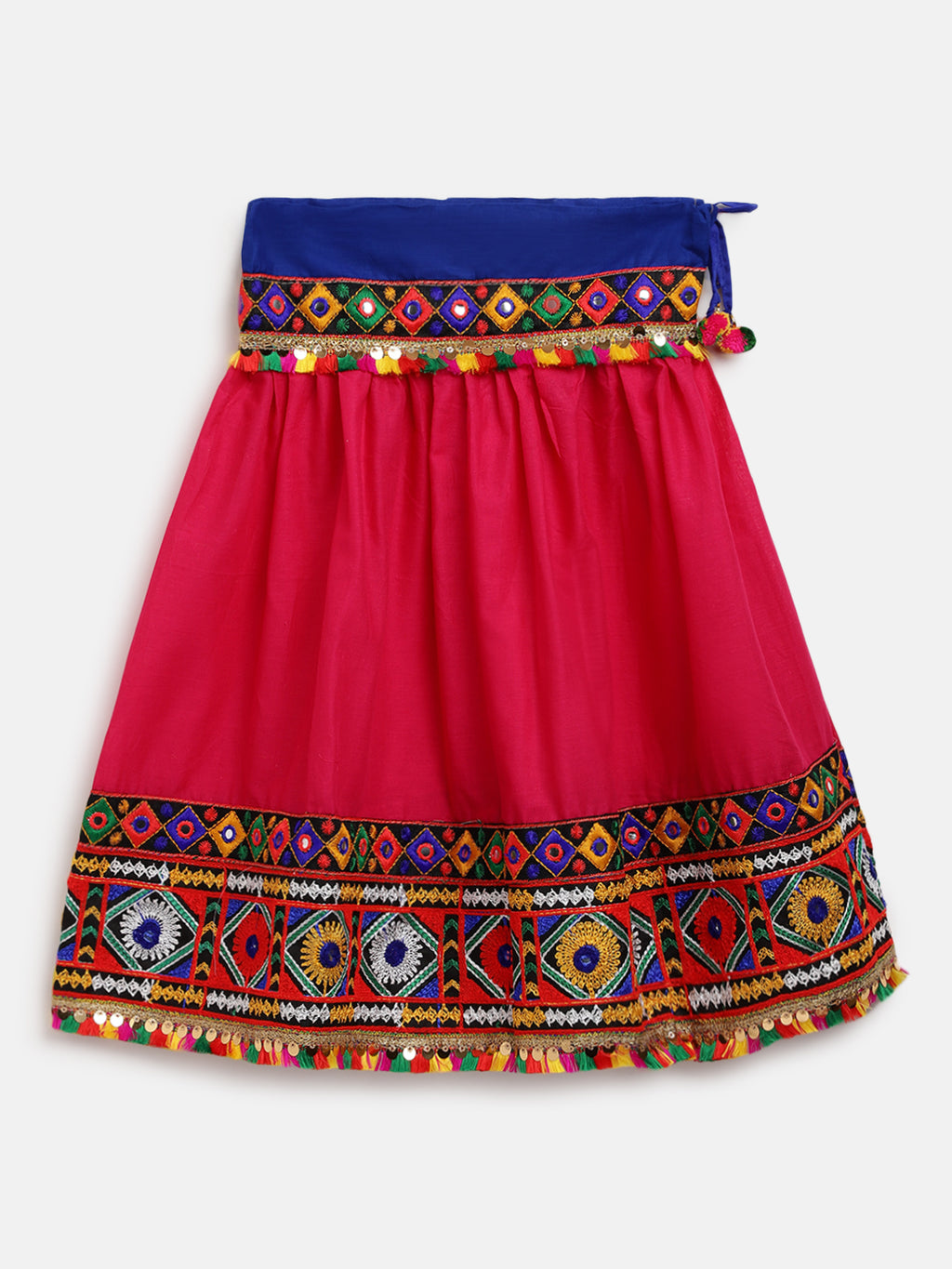 Banjara India Kutchi Emboidered Black Girls Chaniya Choli with Dupatta (CC-DMND) - Pink