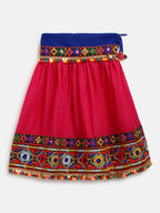 Banjara India Kutchi Emboidered Black Girls Chaniya Choli with Dupatta (CC-DMND) - Pink