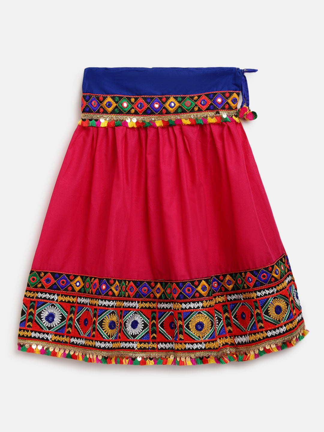 Banjara India Kutchi Emboidered Black Girls Chaniya Choli with Dupatta (CC-DMND) - Pink