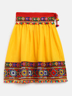 Banjara India Kutchi Emboidered Black Girls Chaniya Choli with Dupatta (CC-DMND) - Yellow