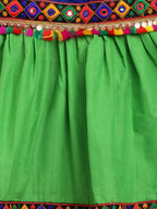 Banjara India Kutchi Emboidered Black Girls Chaniya Choli with Dupatta (CC-DMND) - Green