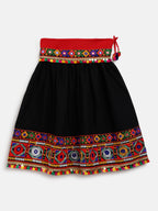 Banjara India Kutchi Emboidered Black Girls Chaniya Choli with Dupatta (CC-DMND) - BLACK