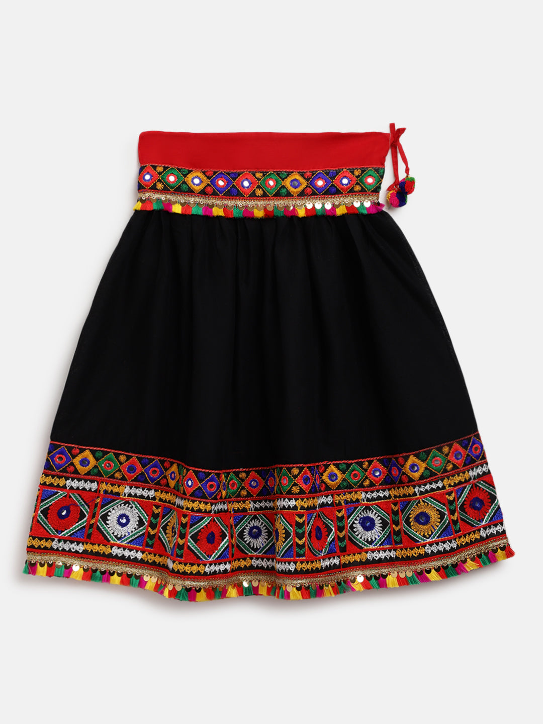 Banjara India Kutchi Emboidered Black Girls Chaniya Choli with Dupatta (CC-DMND) - BLACK
