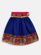 Banjara India Kutchi Emboidered Black Girls Chaniya Choli with Dupatta (CC-DMND) - Blue