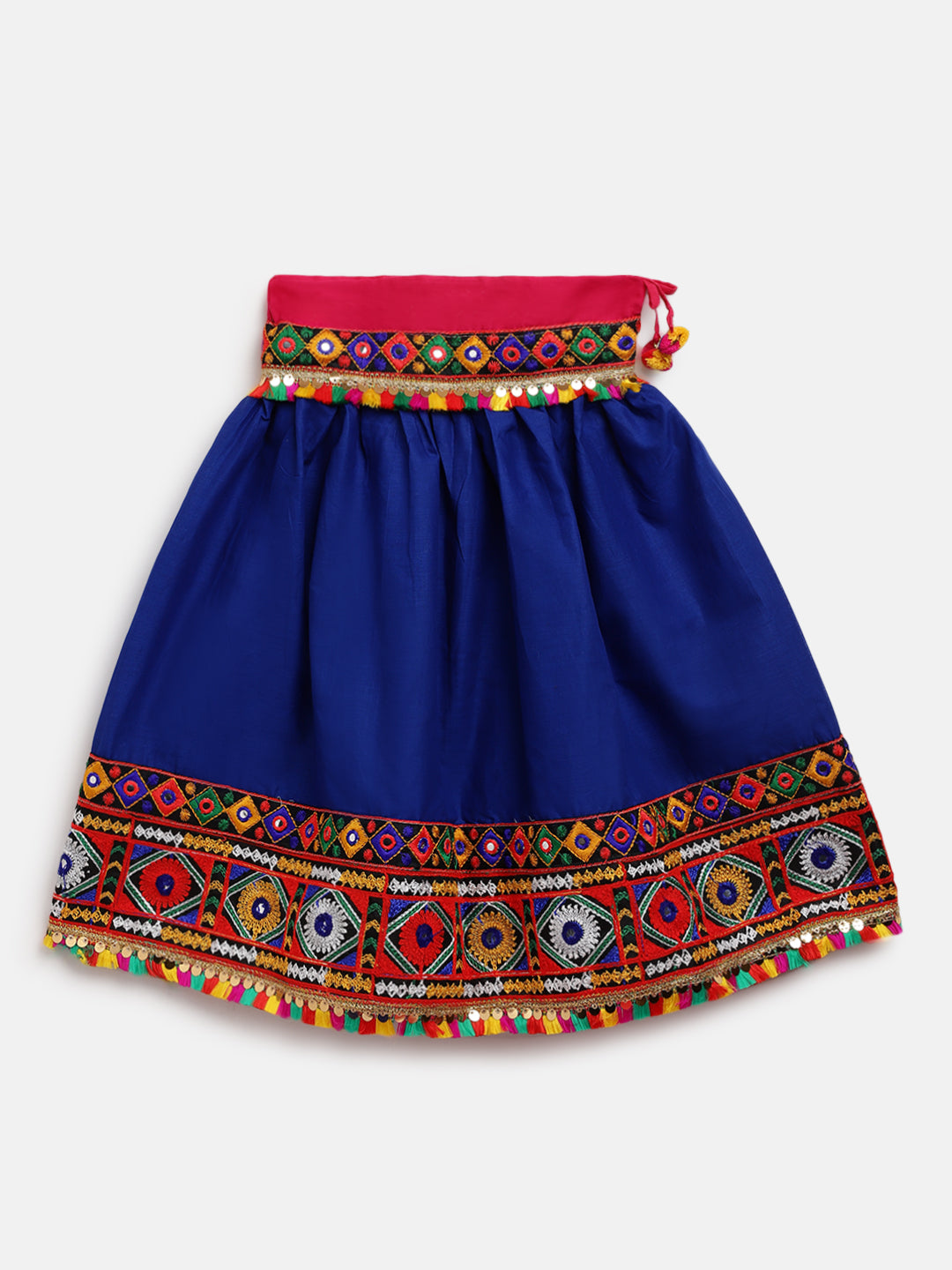 Banjara India Kutchi Emboidered Black Girls Chaniya Choli with Dupatta (CC-DMND) - Blue