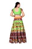 Banjara India Cotton Long Flair Aari Embroidery Kutch Work (Lehenga Choli) Chaniya Choli Set with Dupatta-(CC-KALASH-GREEN)