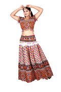 Banjara India Cotton Long Flair Aari Embroidery Kutch Work (Lehenga Choli) Chaniya Choli Set with Dupatta-(CC-HeavyBawariya-White)