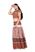 Banjara India Cotton Long Flair Aari Embroidery Kutch Work (Lehenga Choli) Chaniya Choli Set with Dupatta-(CC-HeavyBawariya-White)