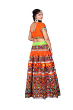 Banjara India Cotton Long Flair Aari Embroidery Kutch Work (Lehenga Choli) Chaniya Choli Set with Dupatta-(CC-DOUBLEPATTA-ORANGE)