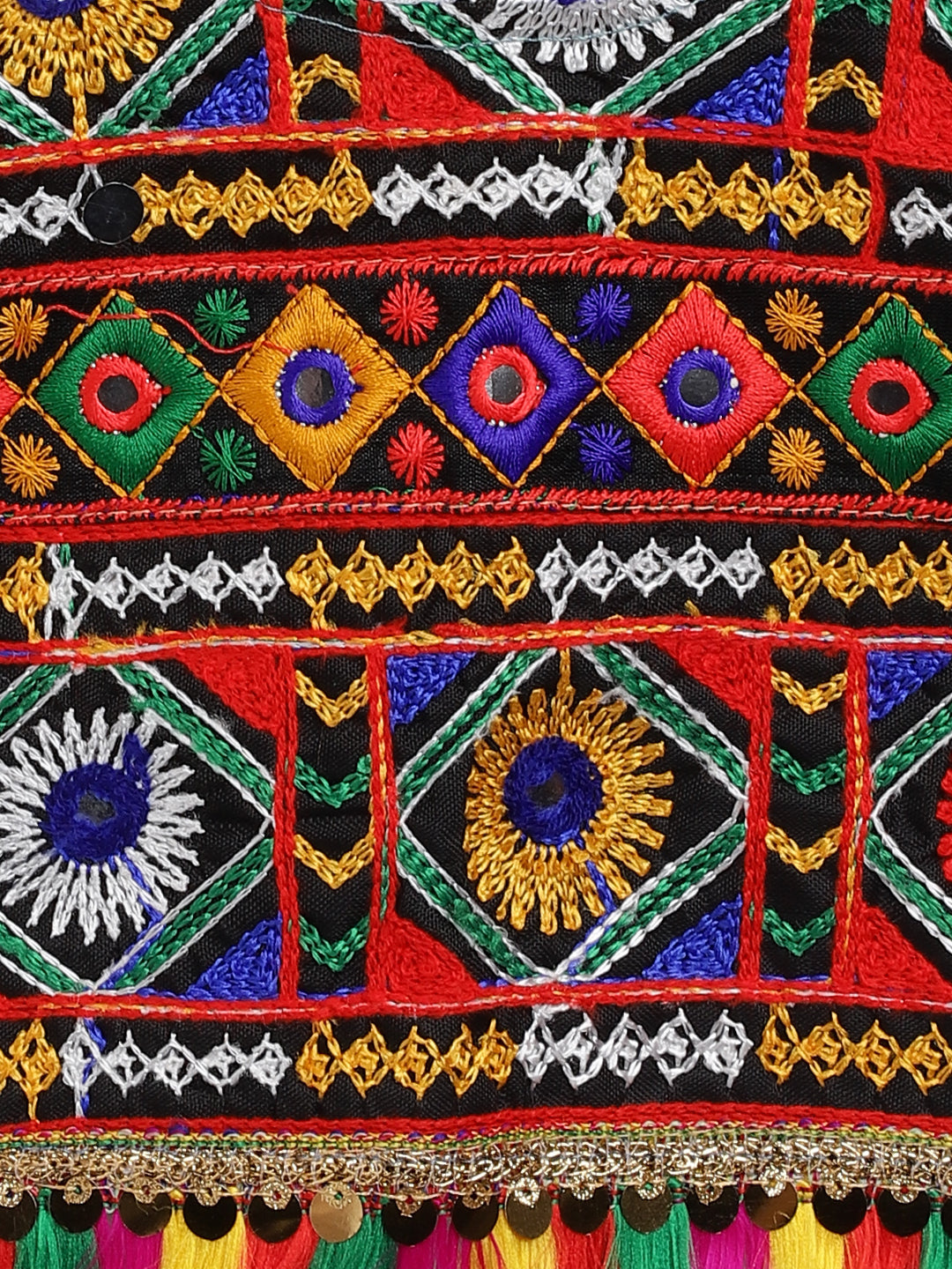 Banjara India Kutchi Emboidered Black Girls Chaniya Choli with Dupatta (CC-DMND) - Blue