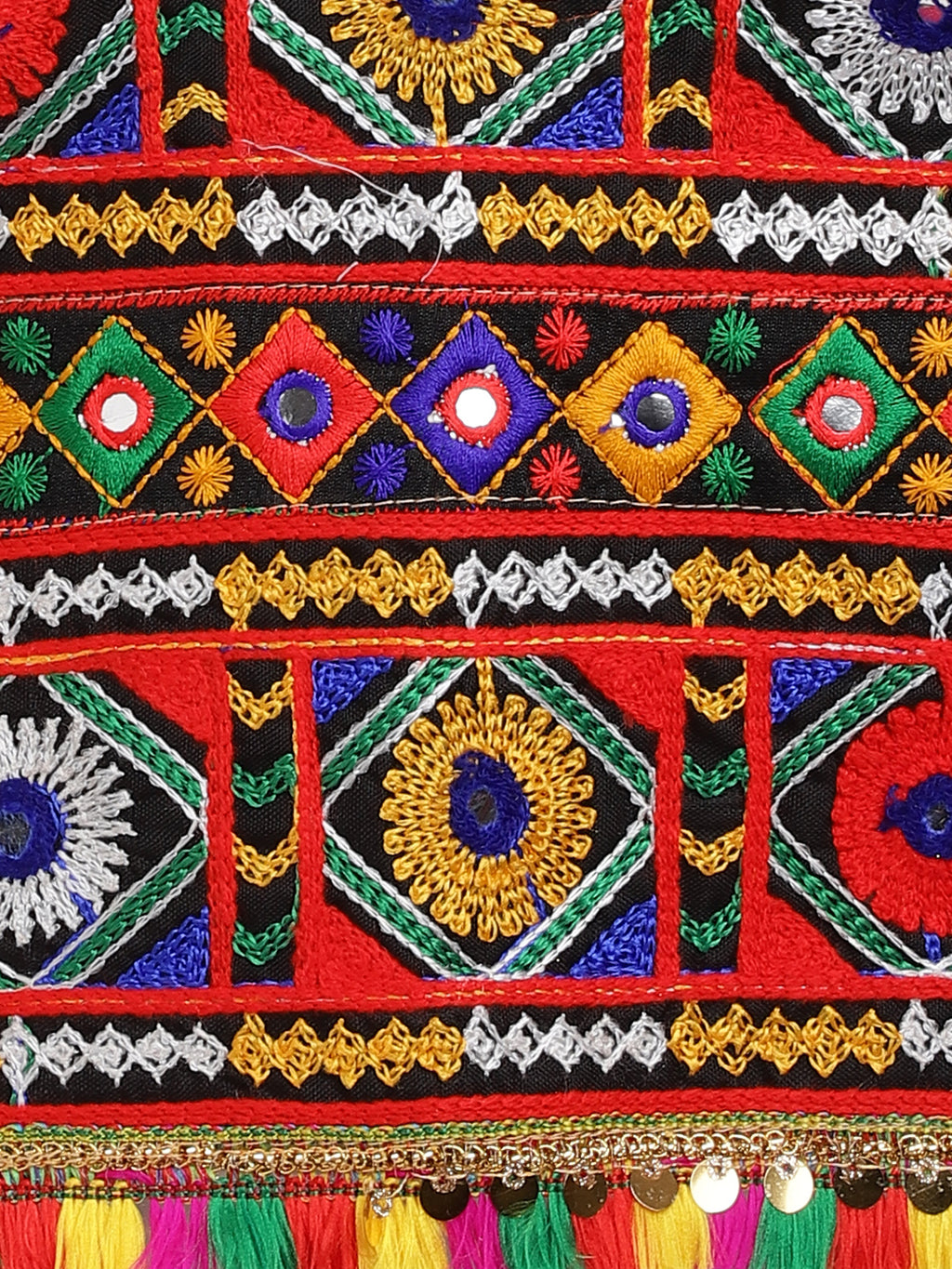 Banjara India Kutchi Emboidered Black Girls Chaniya Choli with Dupatta (CC-DMND) - Pink