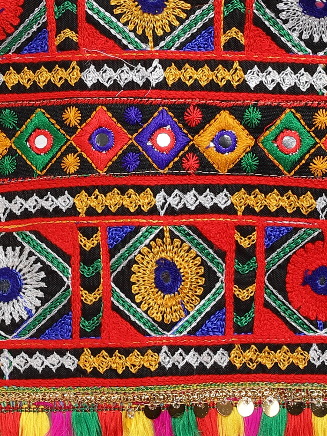 Banjara India Kutchi Emboidered Black Girls Chaniya Choli with Dupatta (CC-DMND) - Pink