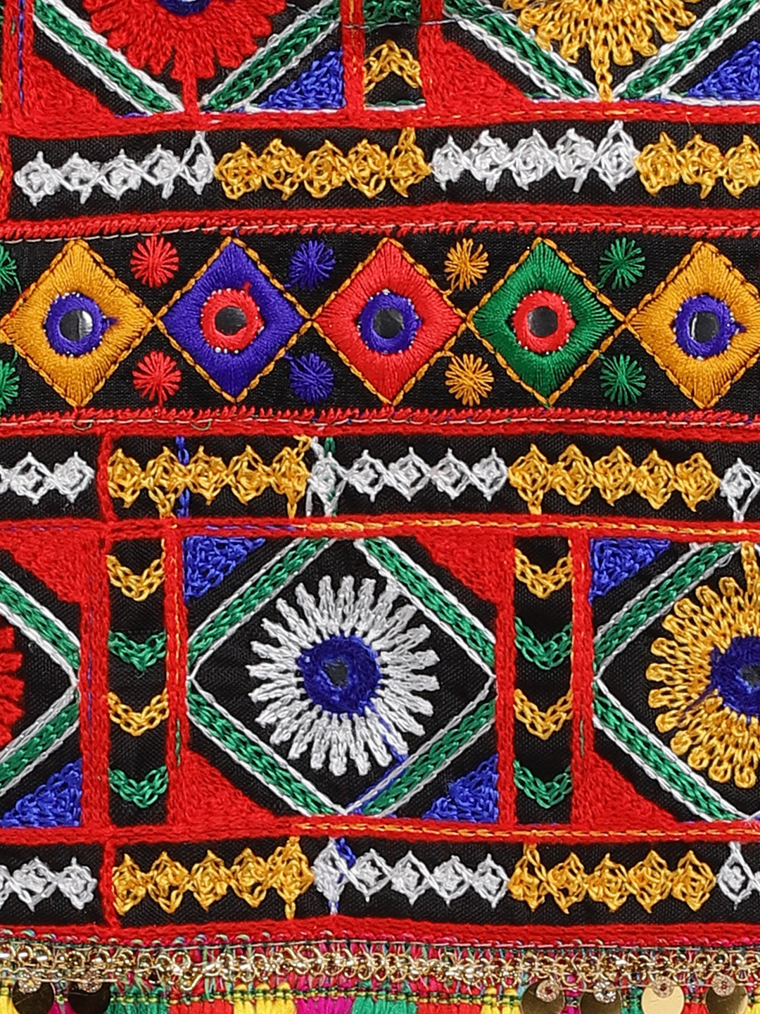 Banjara India Kutchi Emboidered Black Girls Chaniya Choli with Dupatta (CC-DMND) - BLACK
