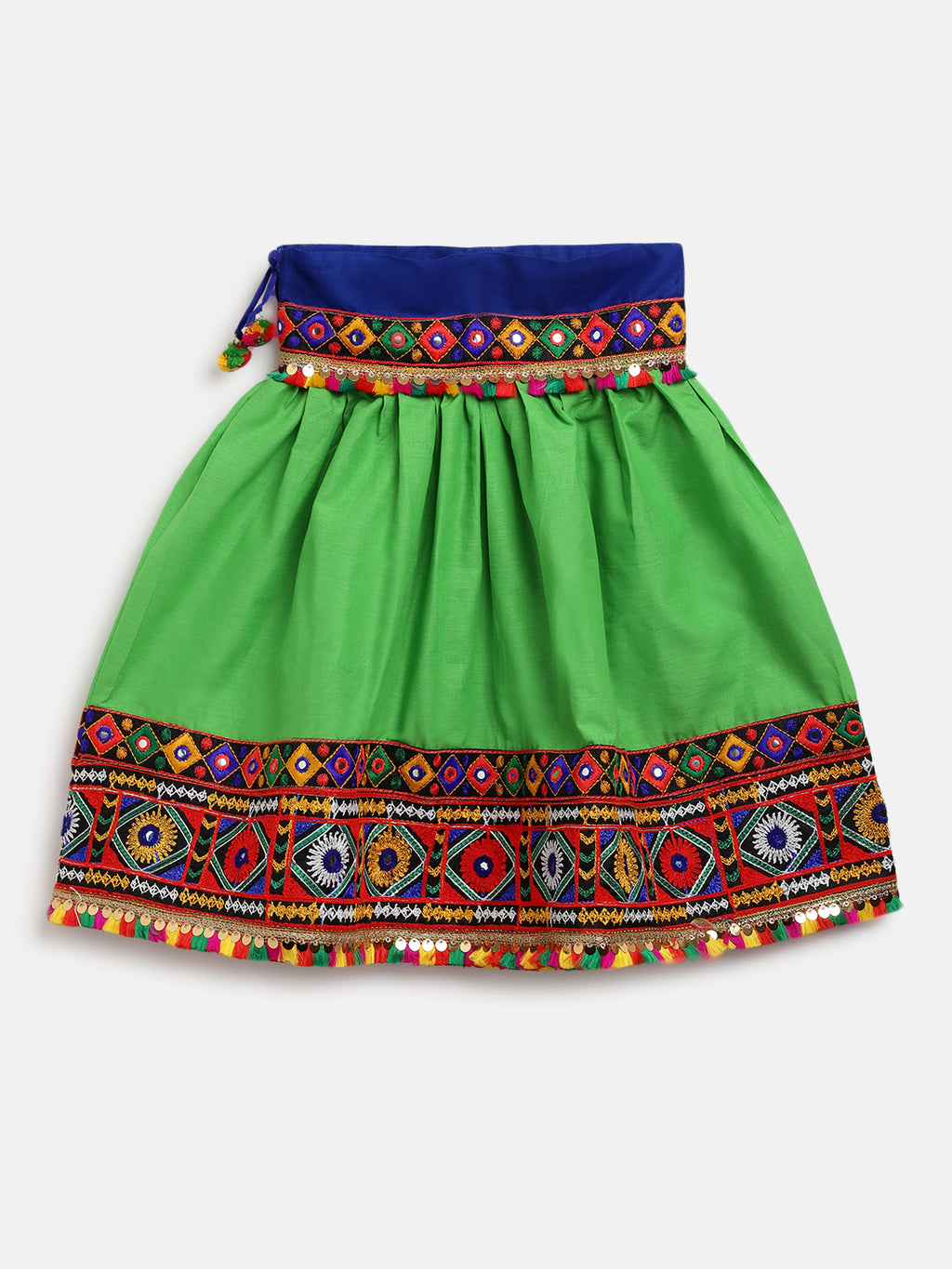 Banjara India Kutchi Emboidered Black Girls Chaniya Choli with Dupatta (CC-DMND) - Green