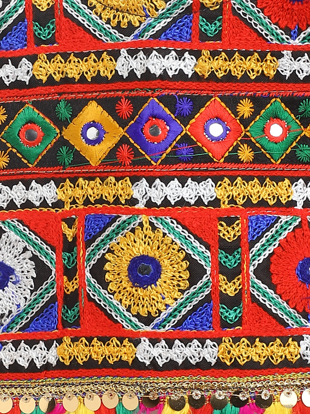 Banjara India Kutchi Emboidered Black Girls Chaniya Choli with Dupatta (CC-DMND) - Yellow