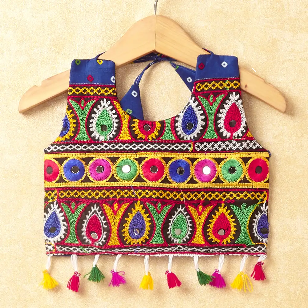 Banjara India Kutchi Emboidered Red Girls Chaniya Choli with Dupatta (CC-POP) - Blue