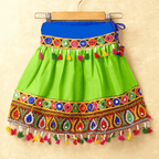 Banjara India Kutchi Emboidered Black Girls Chaniya Choli with Dupatta (CC-DROP) - GREEN