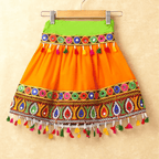 Banjara India Kutchi Emboidered Red Girls Chaniya Choli with Dupatta (CC-DROP) - ORANGE