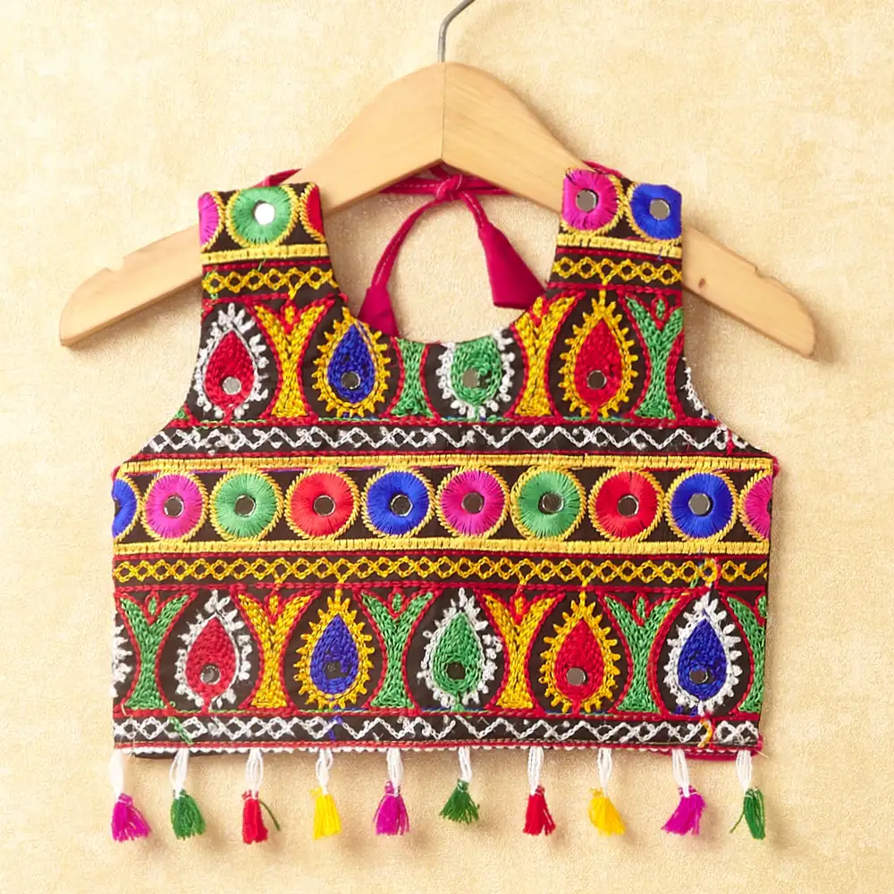 Banjara India Kutchi Emboidered Blue Girls Chaniya Choli with Dupatta (CC-DROP) - PINK