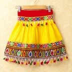 Banjara India Kutchi Emboidered White Girls Chaniya Choli with Dupatta (CC-DROP) - YELLOW
