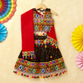 Banjara India Kutchi Emboidered Black Girls Chaniya Choli with Dupatta (CC-POP) - Black