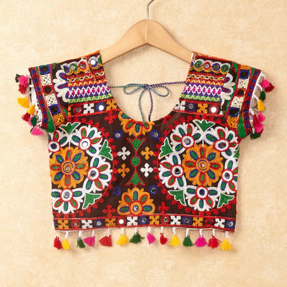 Banjara India Kutchi Emboidered Orange Girls Chaniya Choli with Dupatta (CC-RING) - ORANGE