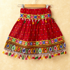 Banjara India Kutchi Emboidered White Girls Chaniya Choli with Dupatta (CC-POP) - Red