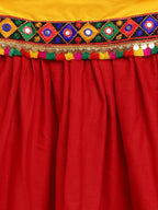 Banjara India Kutchi Emboidered Black Girls Chaniya Choli with Dupatta (CC-DMND) - Red