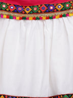 Banjara India Kutchi Emboidered Black Girls Chaniya Choli with Dupatta (CC-DMND) - White
