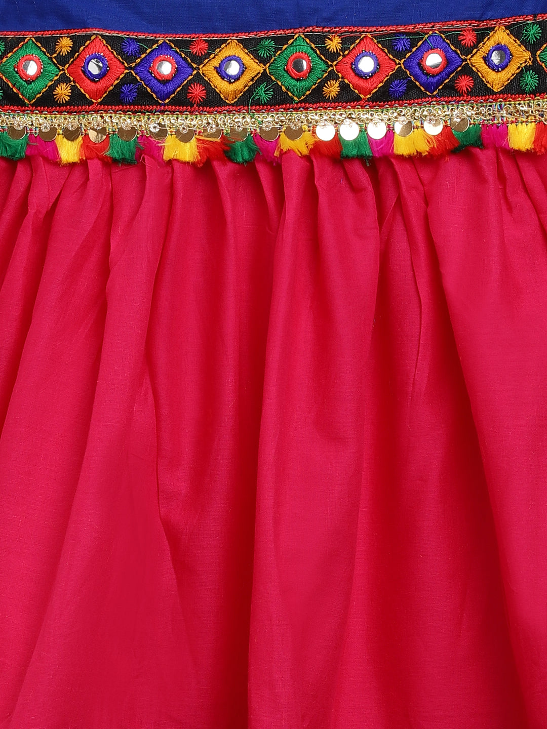 Banjara India Kutchi Emboidered Black Girls Chaniya Choli with Dupatta (CC-DMND) - Pink