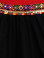 Banjara India Kutchi Emboidered Black Girls Chaniya Choli with Dupatta (CC-DMND) - BLACK