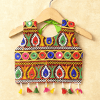 Banjara India Kutchi Emboidered Black Girls Chaniya Choli with Dupatta (CC-DROP) - GREEN