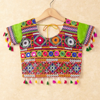Banjara India Kutchi Emboidered Green Girls Chaniya Choli with Dupatta (CC-WAVE) - Green