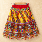 Banjara India Kutchi Emboidered Yellow Girls Chaniya Choli with Dupatta (CC-WAVE) - YELLOW