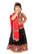 Banjara India Kutchi Emboidered Black Girls Chaniya Choli with Dupatta (CC-DMN) - Black