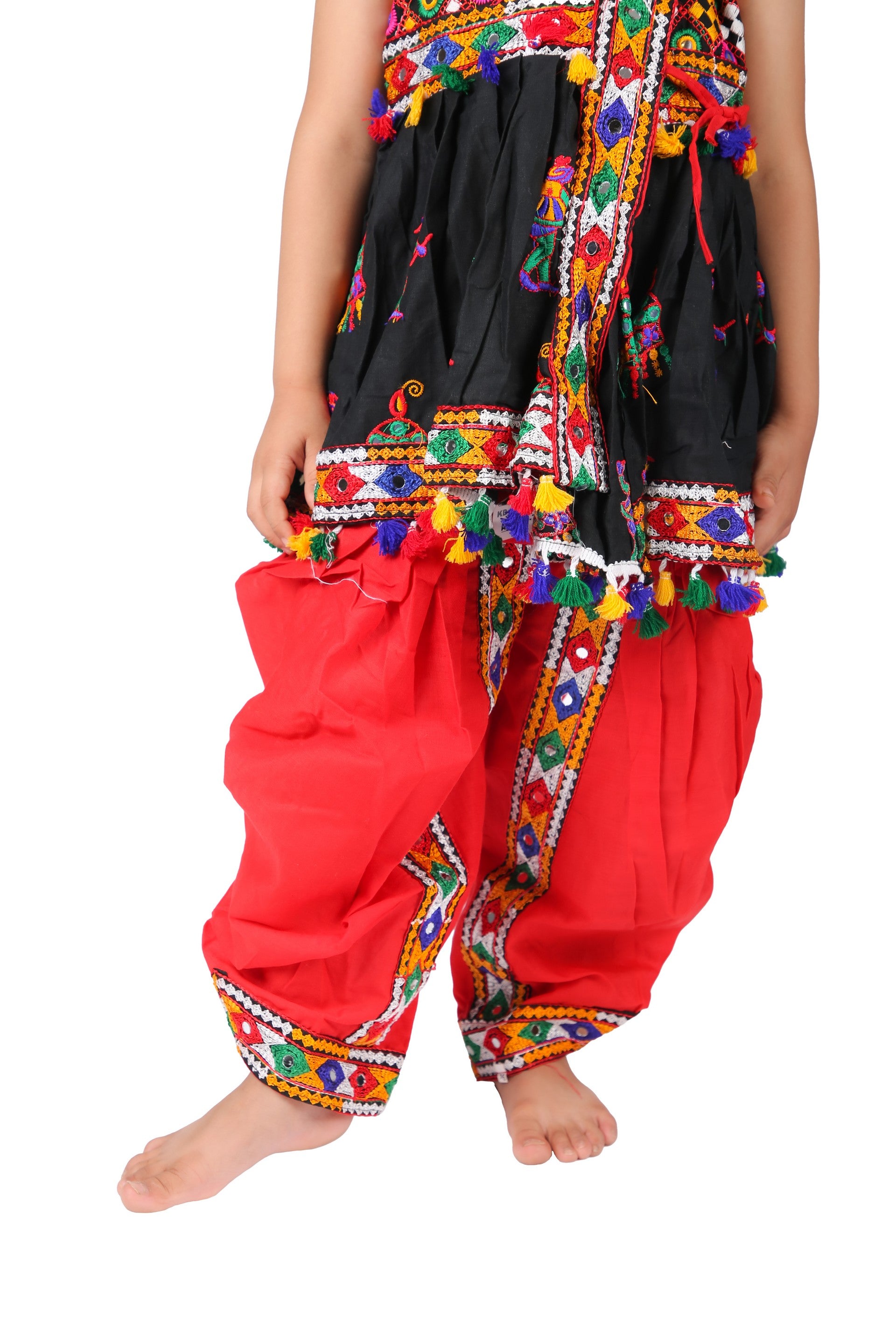Embroidered Kedia Dhoti Set For Boys & Girls- KD-RGR-Black