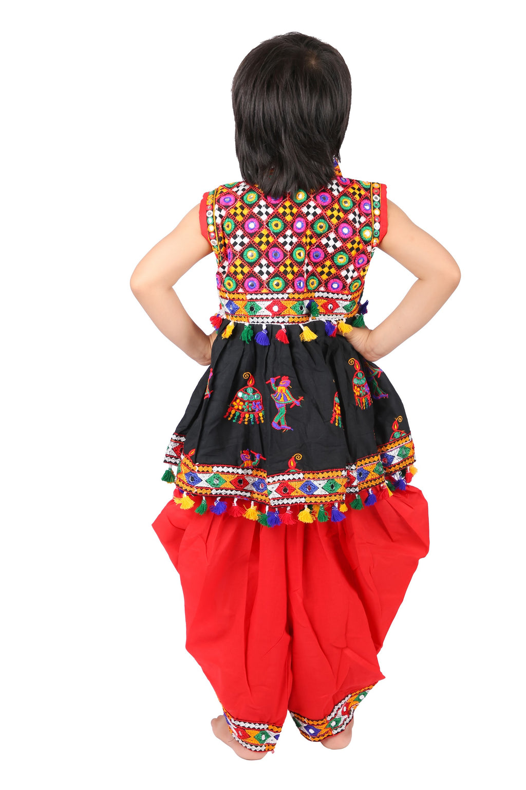 Embroidered Kedia Dhoti Set For Boys & Girls- KD-RGR-Black