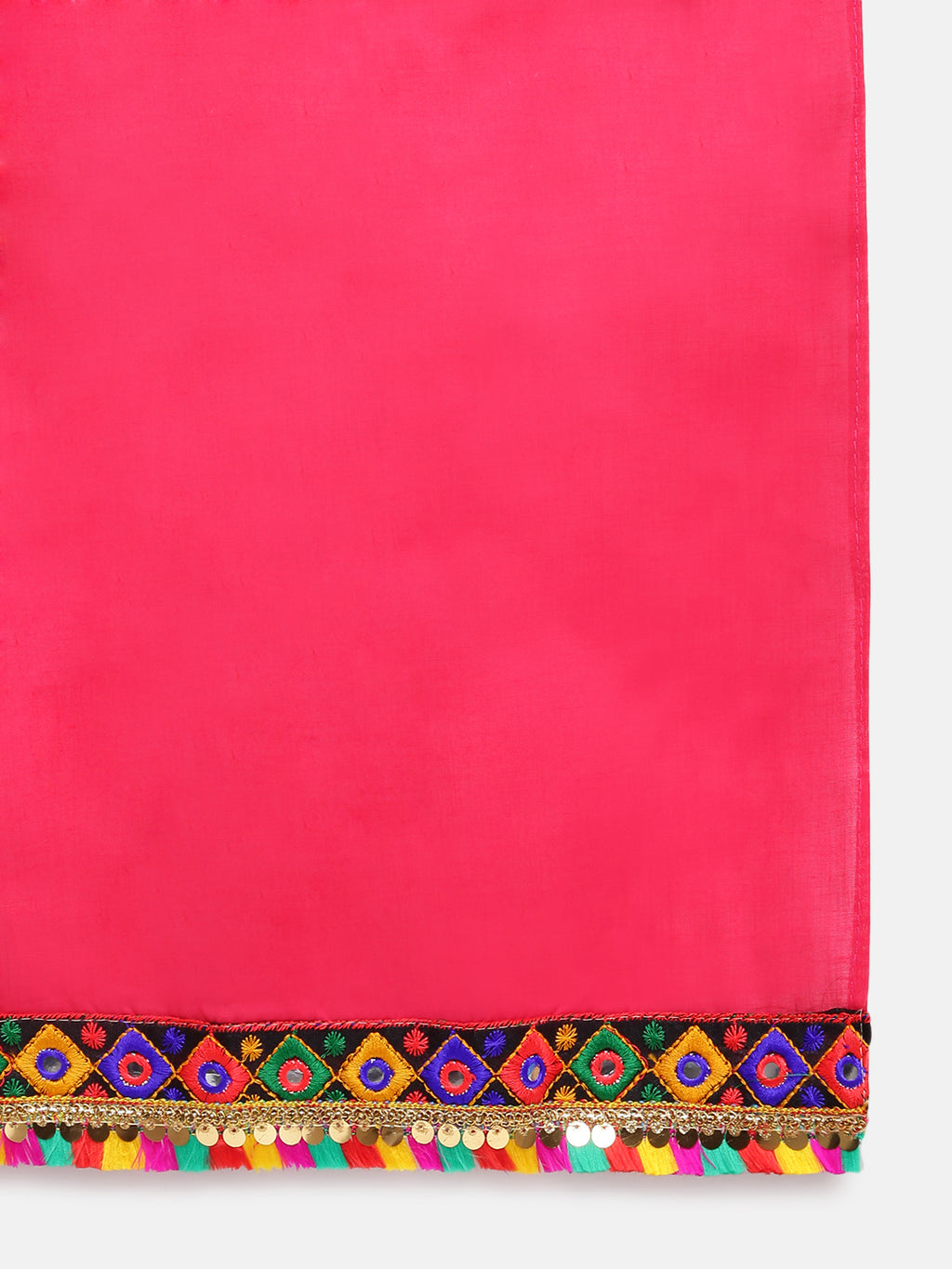 Banjara India Kutchi Emboidered Black Girls Chaniya Choli with Dupatta (CC-DMND) - White