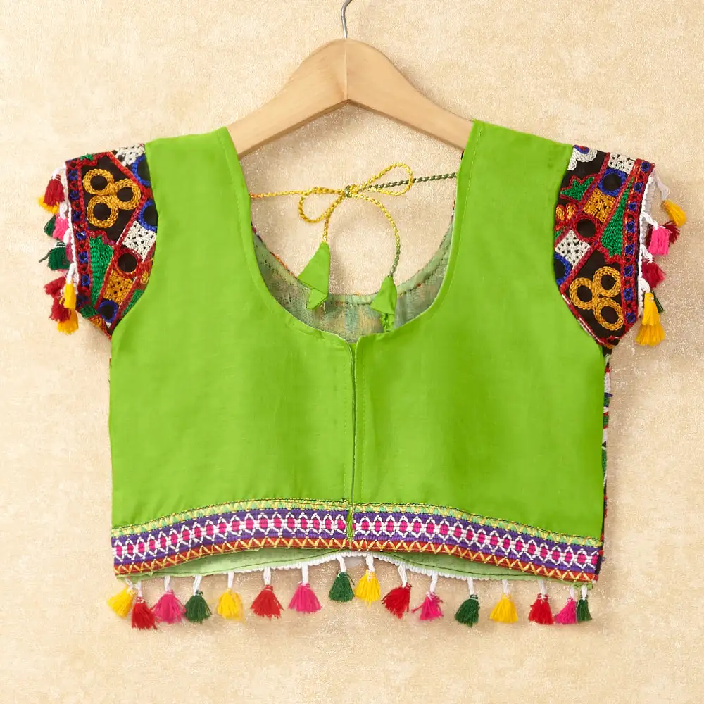 Banjara India Kutchi Emboidered Green Girls Chaniya Choli with Dupatta (CC-RING) - Green