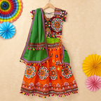 Banjara India Kutchi Emboidered Orange Girls Chaniya Choli with Dupatta (CC-RING) - ORANGE