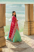 Premium Red Floral Embroidered Stole With Cotton Tassels Lace _MF7006