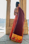 Premium Mustard Floral Panel Linen Festive Dupatta_MF7008