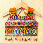 Banjara India Kutchi Emboidered Blue Girls Chaniya Choli with Dupatta (CC-POP) - Orange
