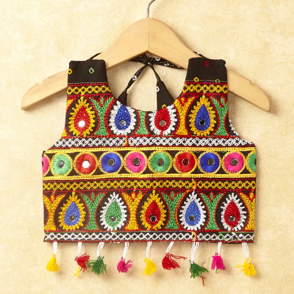 Banjara India Kutchi Emboidered Black Girls Chaniya Choli with Dupatta (CC-POP) - Black