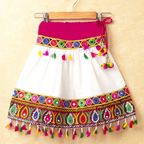 Banjara India Kutchi Emboidered Orange Girls Chaniya Choli with Dupatta (CC-DROP) - WHITE