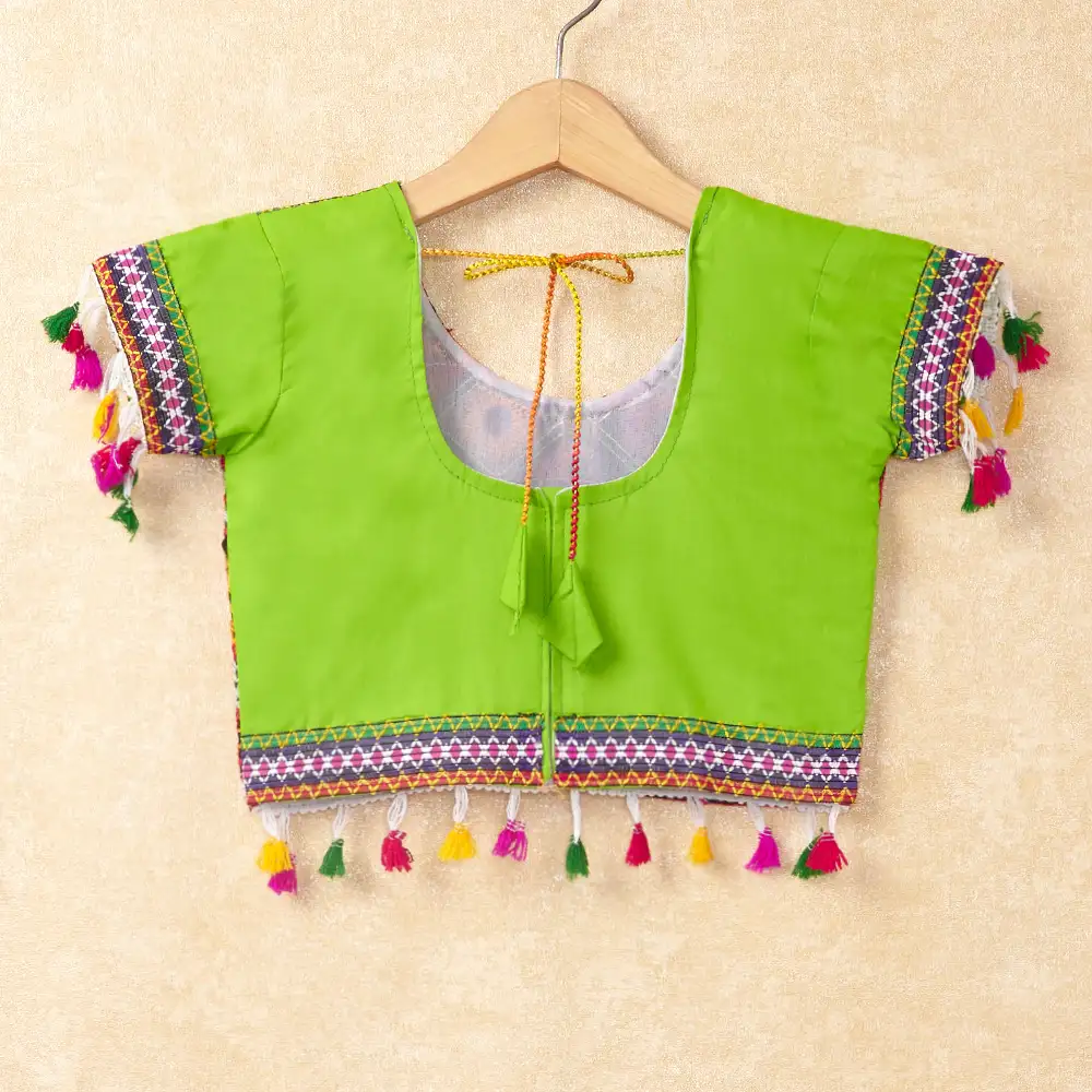 Banjara India Kutchi Emboidered Green Girls Chaniya Choli with Dupatta (CC-WAVE) - Green