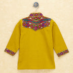 Kutchi Emboidered Kurta Pajama for Boys - Mustard